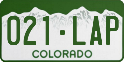 CO license plate 021LAP