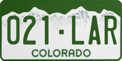 CO license plate 021LAR