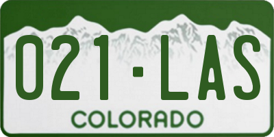 CO license plate 021LAS