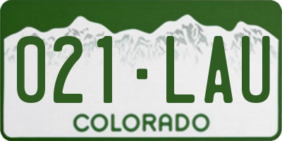 CO license plate 021LAU