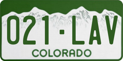 CO license plate 021LAV