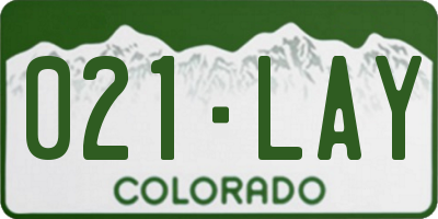 CO license plate 021LAY
