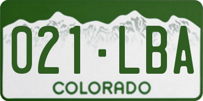 CO license plate 021LBA