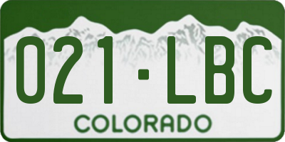 CO license plate 021LBC