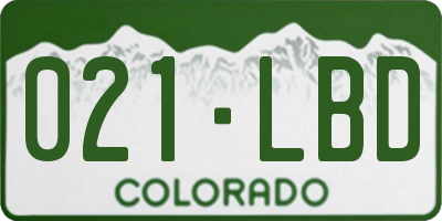 CO license plate 021LBD