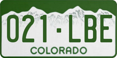 CO license plate 021LBE