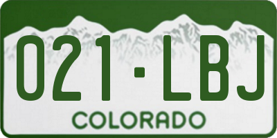 CO license plate 021LBJ