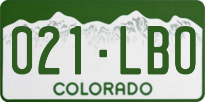 CO license plate 021LBO