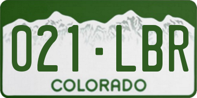 CO license plate 021LBR