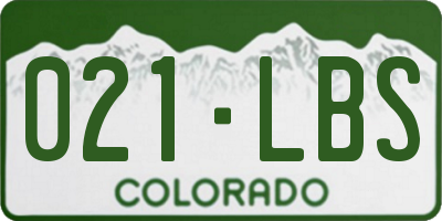 CO license plate 021LBS