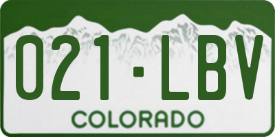 CO license plate 021LBV