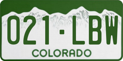CO license plate 021LBW