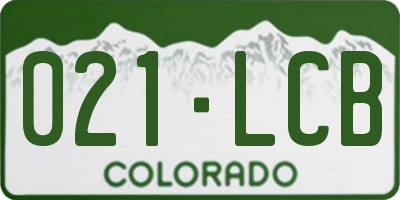 CO license plate 021LCB