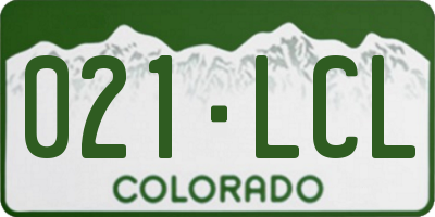 CO license plate 021LCL