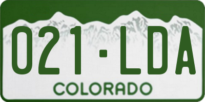 CO license plate 021LDA