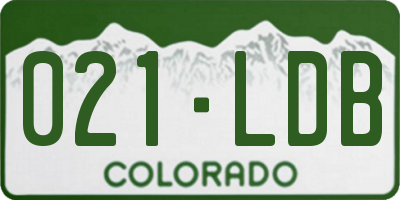 CO license plate 021LDB