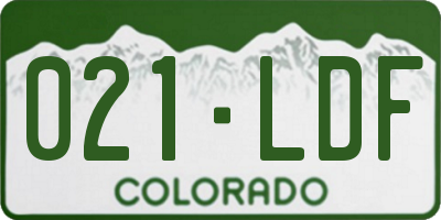 CO license plate 021LDF