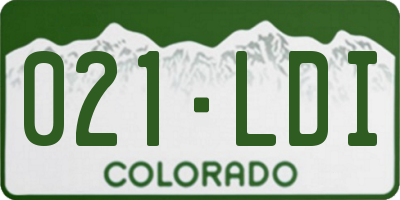 CO license plate 021LDI