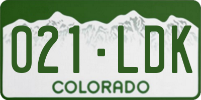 CO license plate 021LDK