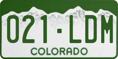 CO license plate 021LDM
