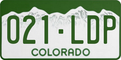 CO license plate 021LDP