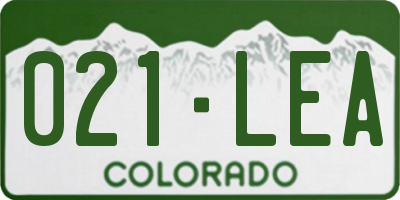 CO license plate 021LEA