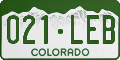 CO license plate 021LEB