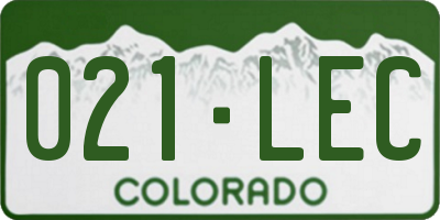 CO license plate 021LEC