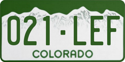 CO license plate 021LEF