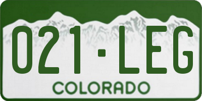 CO license plate 021LEG
