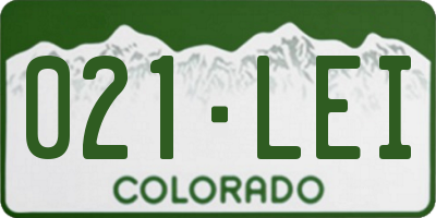 CO license plate 021LEI