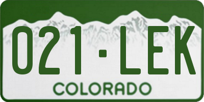 CO license plate 021LEK