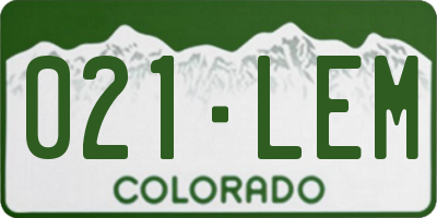 CO license plate 021LEM