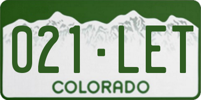 CO license plate 021LET