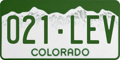 CO license plate 021LEV