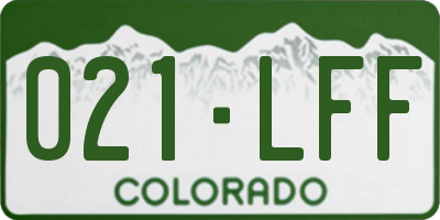 CO license plate 021LFF