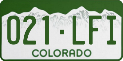 CO license plate 021LFI