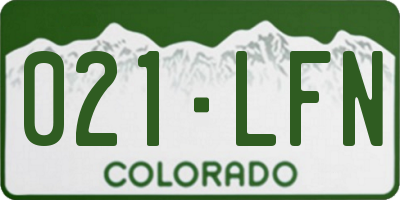 CO license plate 021LFN