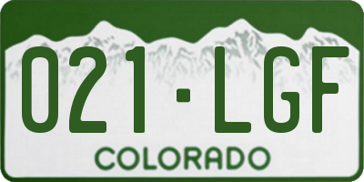 CO license plate 021LGF