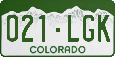 CO license plate 021LGK