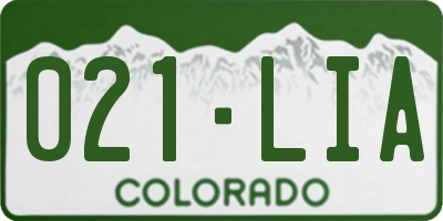 CO license plate 021LIA
