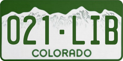 CO license plate 021LIB