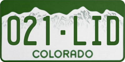 CO license plate 021LID
