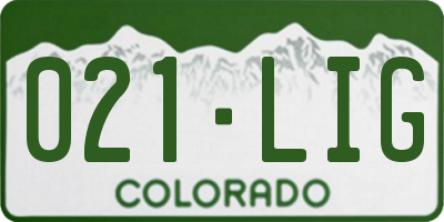 CO license plate 021LIG
