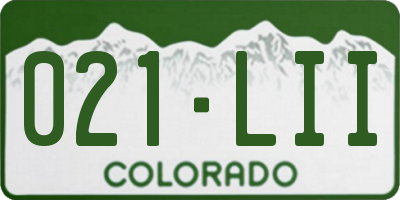 CO license plate 021LII