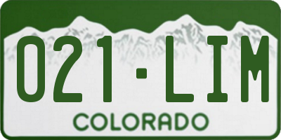 CO license plate 021LIM