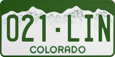 CO license plate 021LIN
