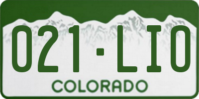 CO license plate 021LIO