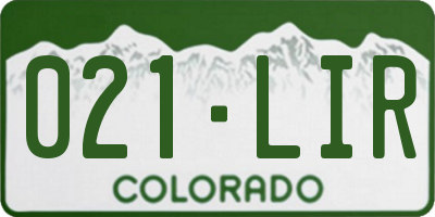 CO license plate 021LIR