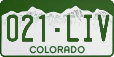 CO license plate 021LIV